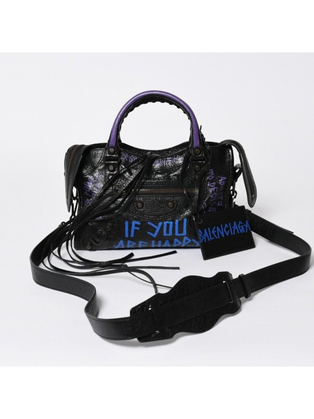 Balenciaga 2-Way Shoulder Bag Classic City Classic Black Blue Purple